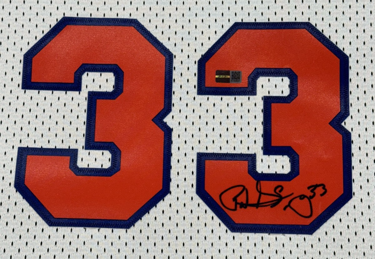 Patrick Ewing Signed M&N NY Knicks Jersey Framed LED Shadowbox Auto Steiner COA