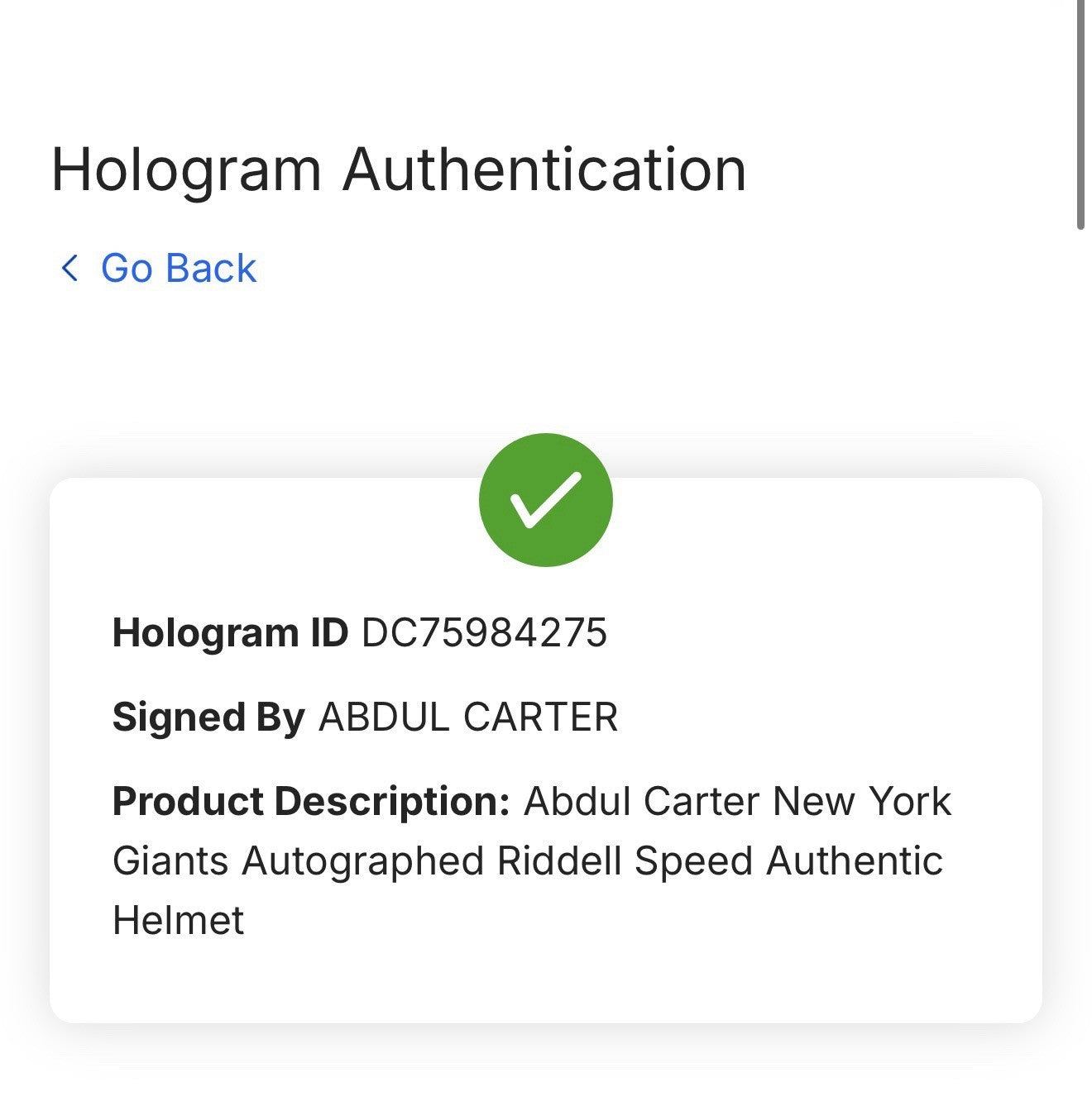 Abdul Carter NY Giants Signed FS Speed Authentic Helmet Auto Fanatics Penn State