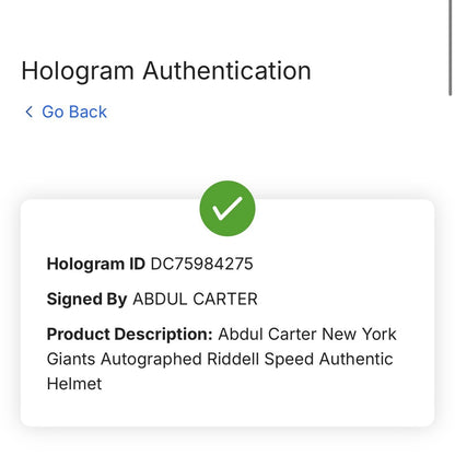 Abdul Carter NY Giants Signed FS Speed Authentic Helmet Auto Fanatics Penn State