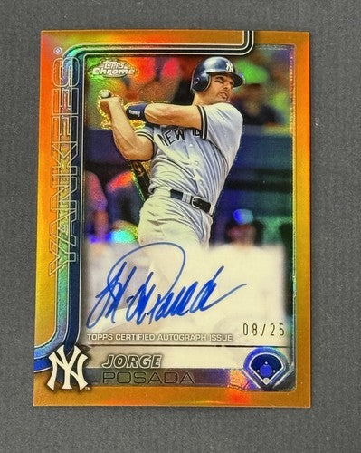 Jorge Posada 2025 Topps Chrome Legends Auto Orange Refractor /25 Mint Yankees