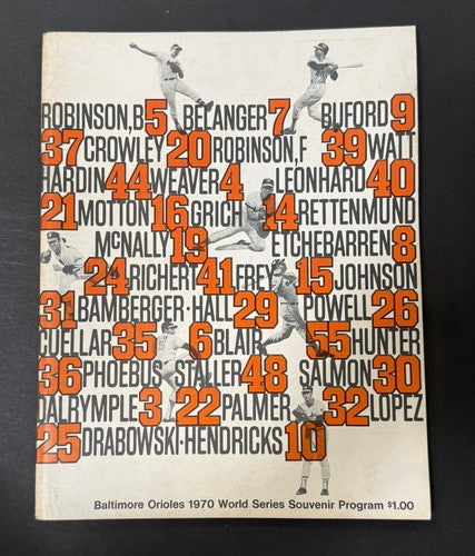 1970 World Series Orioles vs. Reds Official Program Unscored Pete Rose Bench