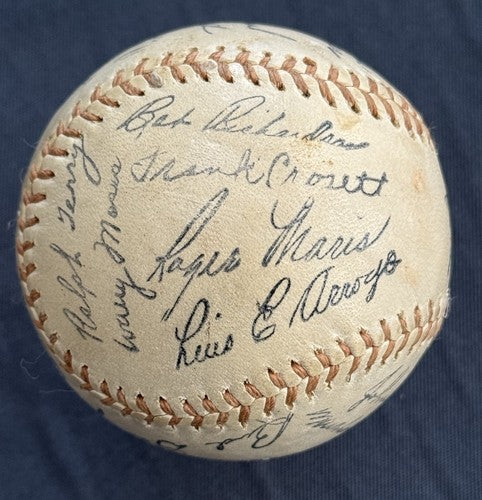 1961 Ny Yankees Souvenir Team Signed Stamped Baseball Mickey Mantle Roger Maris