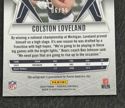 2025 Panini Phoenix Colston Loveland Rookie Bronze PANDORA Mint Auto /99 Bears