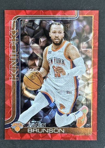 2025-26 Topps NBA Flagship Red Foil Ice #14 Jalen Brunson Knicks 1/5 Bookends