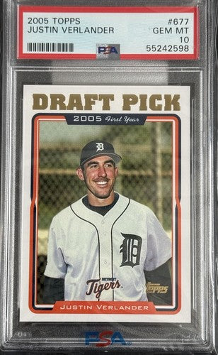 2005 Topps Justin Verlander Rookie RC #677 Tigers PSA 10 Gem Mint eBay Certified