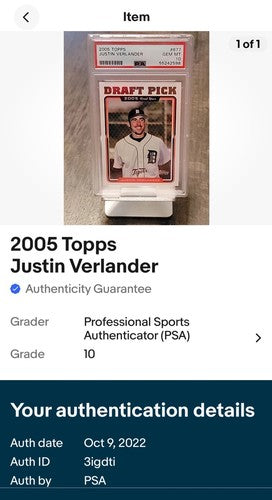 2005 Topps Justin Verlander Rookie RC #677 Tigers PSA 10 Gem Mint eBay Certified