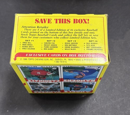 1986 TOPPS BASEBALL Factory Wax Box MINT 36 PACKS FROM CASE BEAUTIFUL CRISP BOX