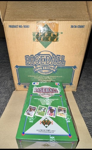 1990 Upper Deck Baseball Factory Wax Box Low Case 20 UD Hobby Boxes All Sealed