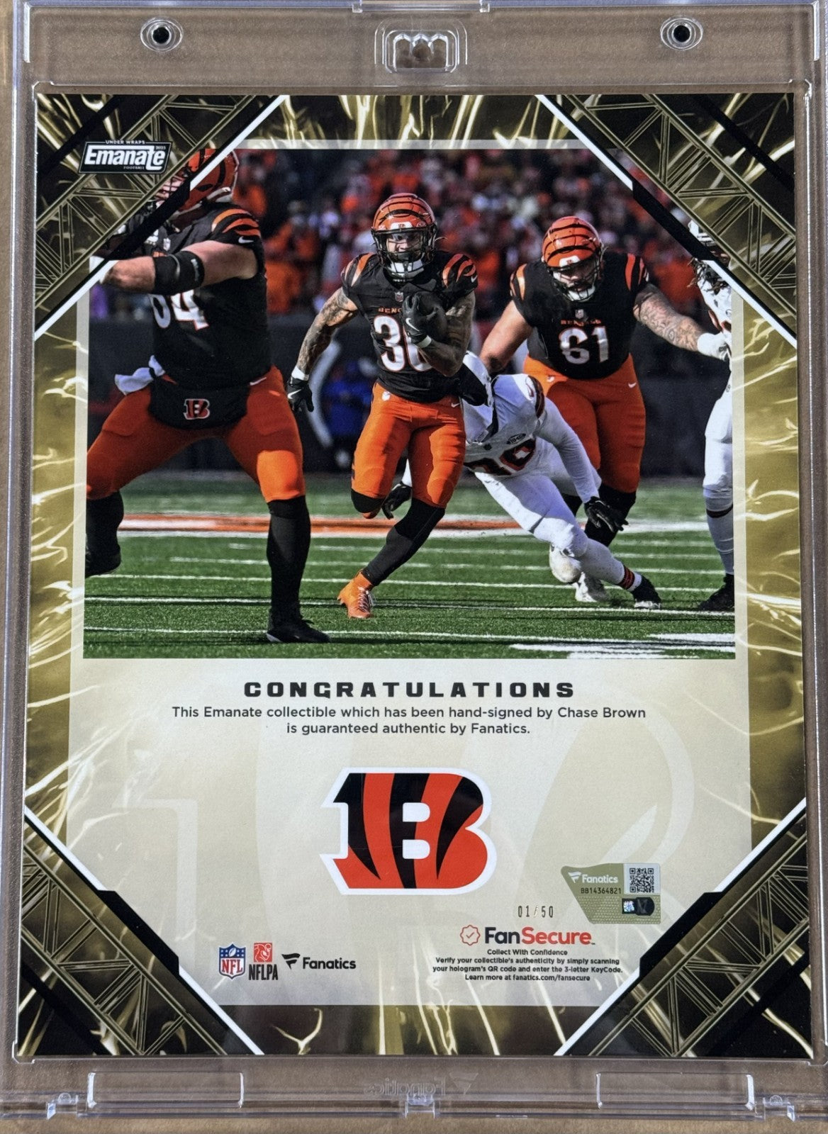 Under Wraps Chase Brown Signed 8x10 Emanate Photo 01/50 Bengals Auto Fanatics