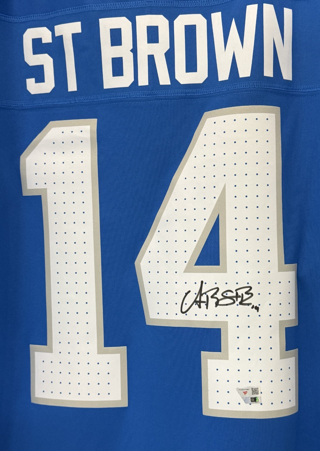 Amon Ra St Brown Signed Nike Blue Vapor Fuse Limited Jersey Lions Auto Fanatics