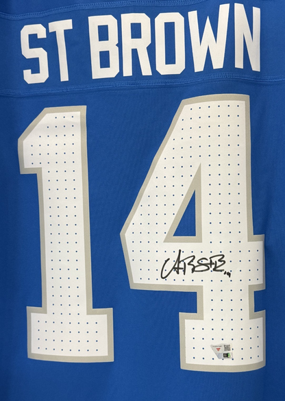 Amon Ra St Brown Signed Nike Blue Vapor Fuse Limited Jersey Lions Auto Fanatics