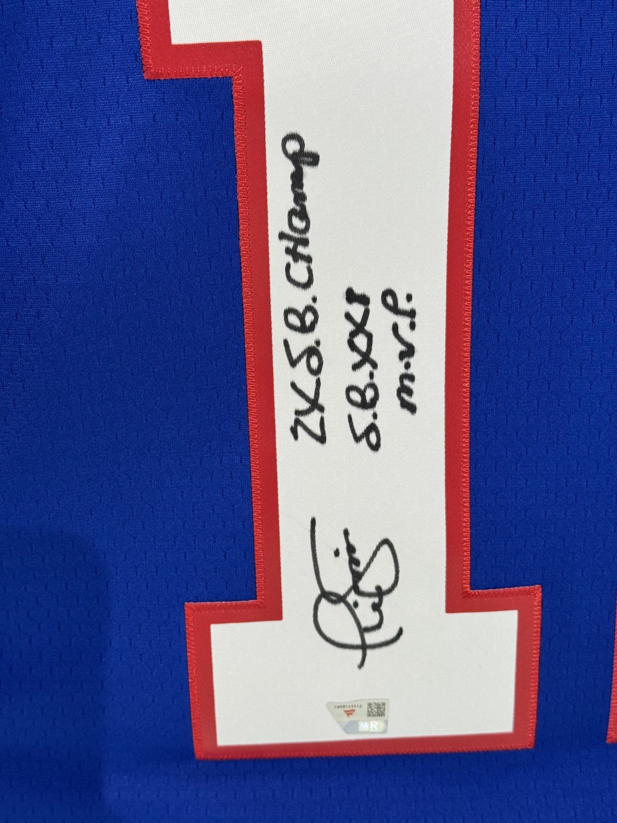 Phil Simms Signed Mitchell & Ness Replica Jersey Dual SB Auto Fanatics Giants
