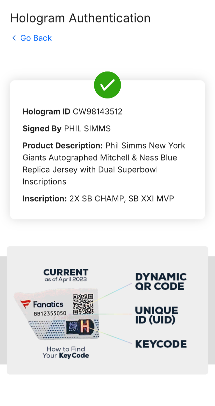 Phil Simms Signed Mitchell & Ness Replica Jersey Dual SB Auto Fanatics Giants