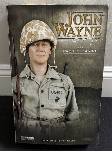 Sideshow Collectible Toys John Wayne 12 “ Figure As WW2 Pacific Marine NIB 2005