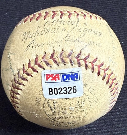 Jackie Robinson Roy Campanella 1956 Brooklyn Dodgers Team Signed Baseball PSA