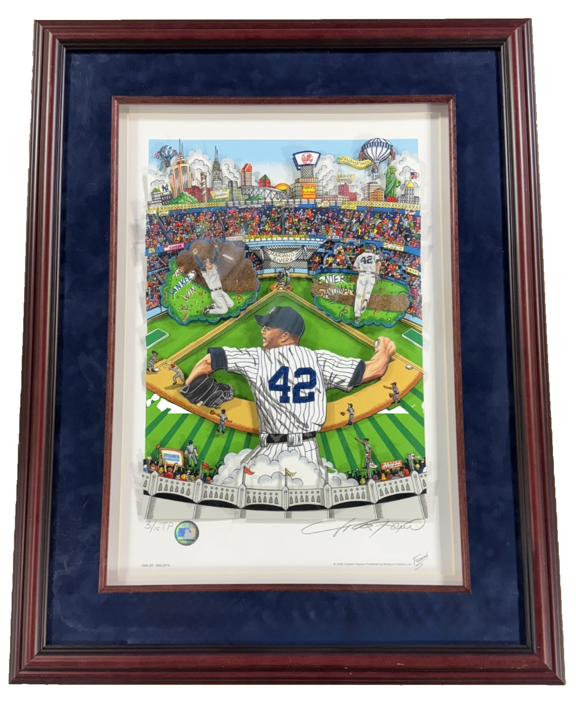 Mariano Rivera Ny Yankees Fazzino Signed 3D Framed Art Yankee Stadium 3/15 TP
