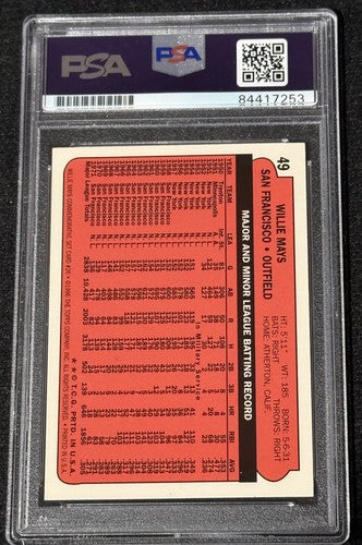 Willie Mays Signed 1996 Topps CERTIFIED Issue On Card Auto 1972 SP Psa Coa Hof