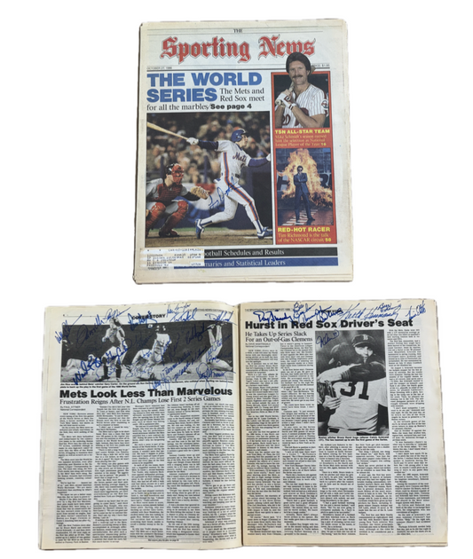 1986 Mets Red Sox Team Signed Sporting News 31 Auto Gary Carter Boggs Rice Coa