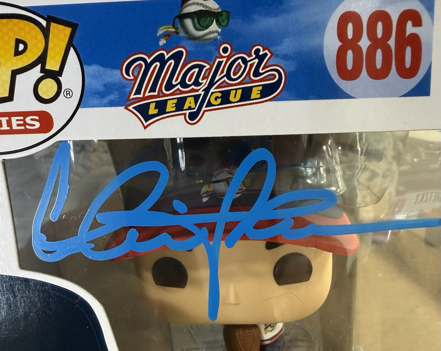 Charlie Sheen signed Ricky Vaughn Wild Thing Funko Pop #886 Mint Auto PSA Coa