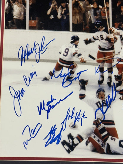 1980 USA Hockey Miracle On Ice Team Signed 16x20 Framed Photo All 20 Auto PSA