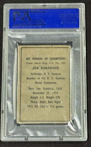 1952 Berk Ross Hit Parade of Champions Joe DiMaggio PSA 2 Undergraded Yankees