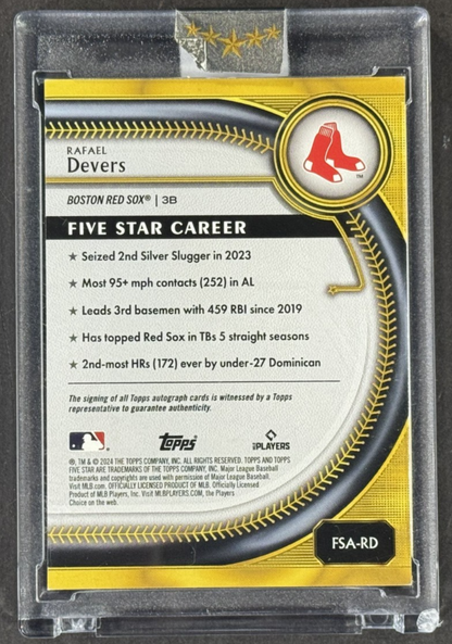 2024 Topps Five Star Rafael Devers Mint Auto /75 Encased Sealed Boston Red Sox