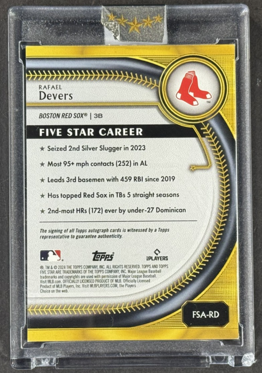 2024 Topps Five Star Rafael Devers Mint Auto /75 Encased Sealed Boston Red Sox