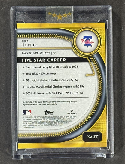 2024 Topps Five Star Trea Turner Mint  Auto /15 Encased Sealed Phillies