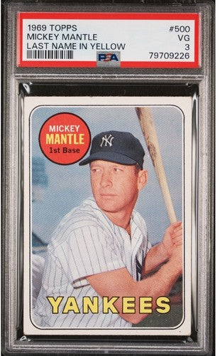 1969 Topps Set-Break #500 Mickey Mantle Last Name In Yellow PSA 3 VG Centered