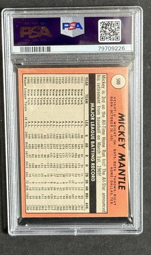 1969 Topps Set-Break #500 Mickey Mantle Last Name In Yellow PSA 3 VG Centered
