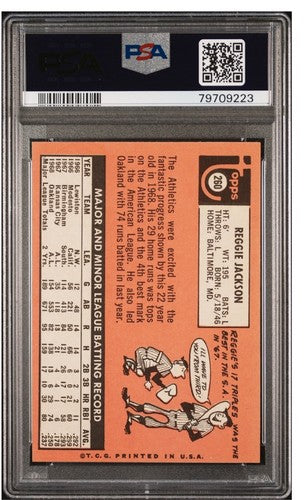 1969 Topps #260 Reggie Jackson PSA 6 EX - Mint Razor Sharp High End Rookie Rc