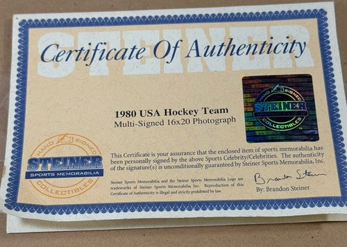 1980 USA Hockey Miracle Gold Team Signed 16x20 Framed Photo All 20 Auto Steiner