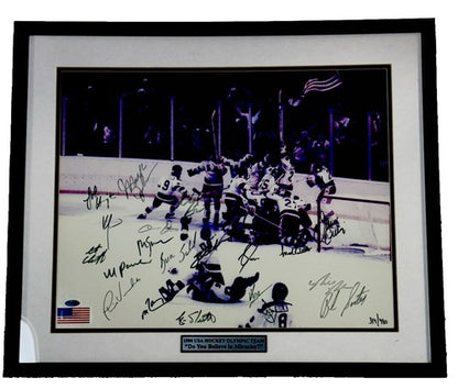 1980 USA Hockey Miracle Gold Team Signed 16x20 Framed Photo All 20 Auto Steiner
