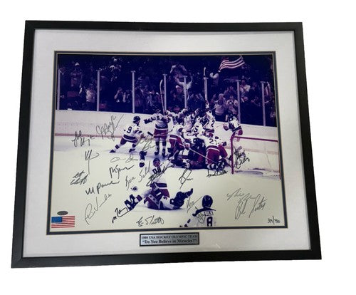 1980 USA Hockey Miracle Gold Team Signed 16x20 Framed Photo All 20 Auto Steiner