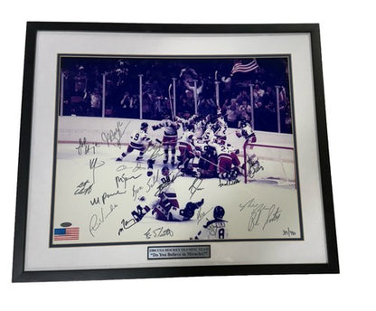 1980 USA Hockey Miracle Gold Team Signed 16x20 Framed Photo All 20 Auto Steiner