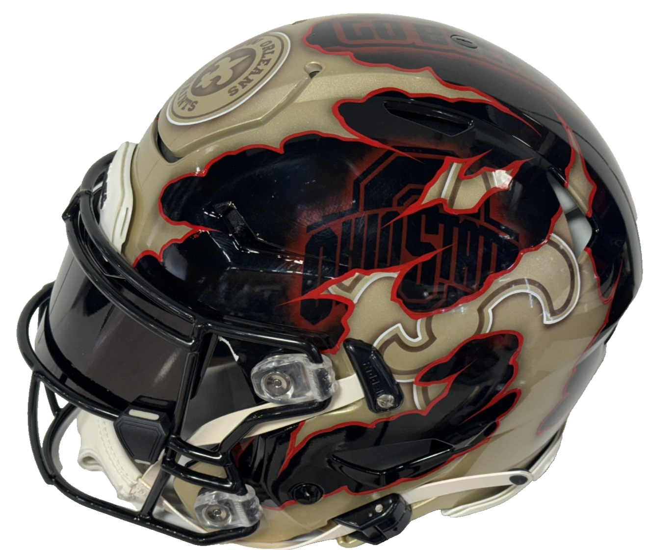Chris Olave Signed 1/1 Painted SpeedFlex Auth Helmet Saints Ohio State Auto BAS