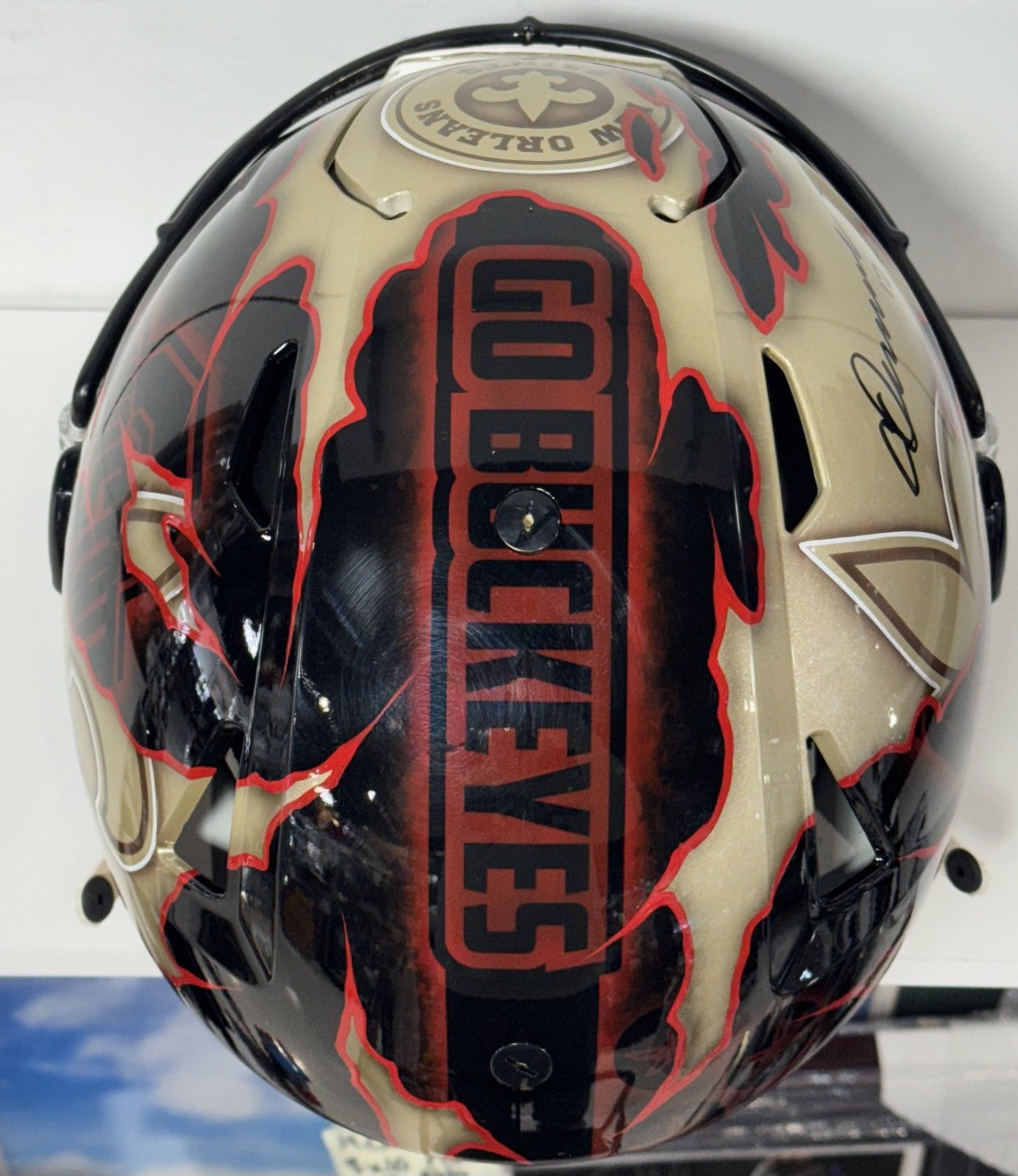 Chris Olave Signed 1/1 Painted SpeedFlex Auth Helmet Saints Ohio State Auto BAS