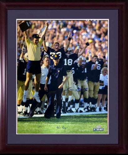 Lou Holtz Notre Dame Signed 16x20 Celebration Framed Ken Regan Photo Steiner Coa