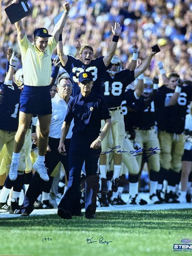 Lou Holtz Notre Dame Signed 16x20 Celebration Framed Ken Regan Photo Steiner Coa