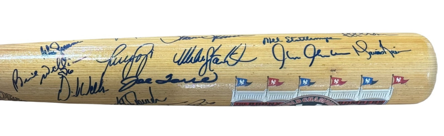 1998 Yankees Team Signed Bat /28 Auto Derek Jeter Rivera Torre Posada Goldin COA