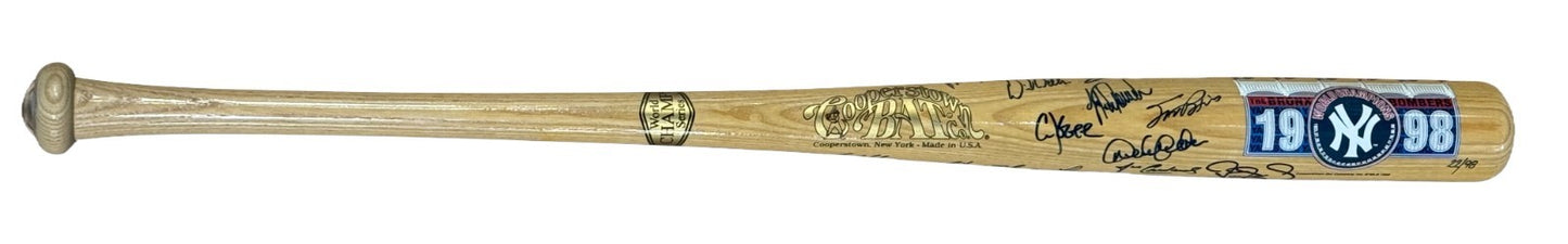 1998 Yankees Team Signed Bat /28 Auto Derek Jeter Rivera Torre Posada Goldin COA