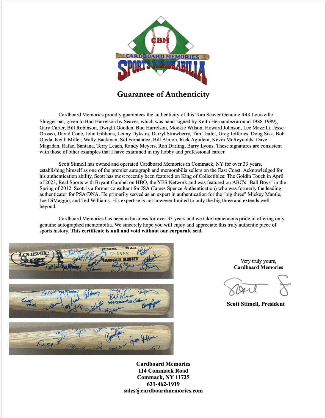 Tom Seaver Game Issued LS Genuine R43 Model Bat NY Mets 29 Auto CBM COA