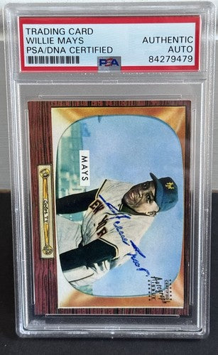 Willie Mays Signed 1996 Topps CERTIFIED Issue 1955 Bowman On Card Auto PSA Coa