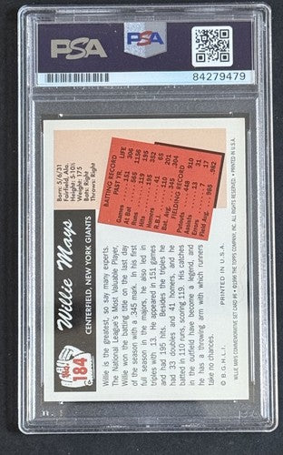 Willie Mays Signed 1996 Topps CERTIFIED Issue 1955 Bowman On Card Auto PSA Coa