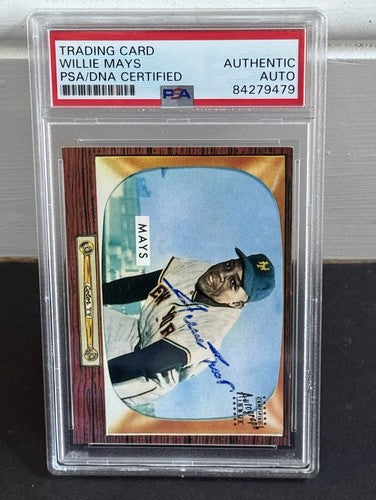 Willie Mays Signed 1996 Topps CERTIFIED Issue 1955 Bowman On Card Auto PSA Coa