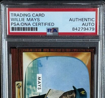Willie Mays Signed 1996 Topps CERTIFIED Issue 1955 Bowman On Card Auto PSA Coa
