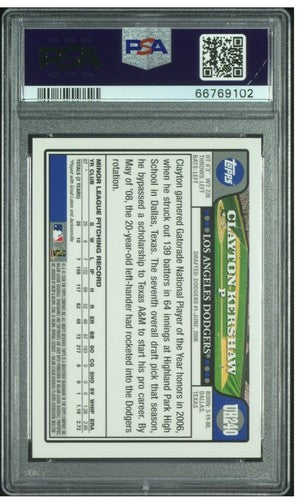 2008 Topps Update & Highlights: #UH240 Clayton Kershaw Rc PSA 9 MINT Rookie