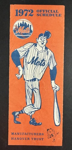 1972 New York Mets 8x3 Official Schedule Vintage Manufacturers Hanover Trust