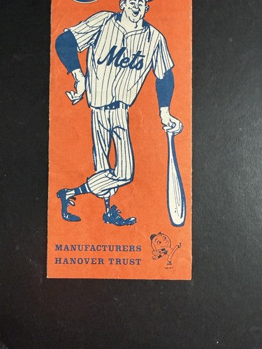 1972 New York Mets 8x3 Official Schedule Vintage Manufacturers Hanover Trust