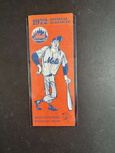 1972 New York Mets 8x3 Official Schedule Vintage Manufacturers Hanover Trust